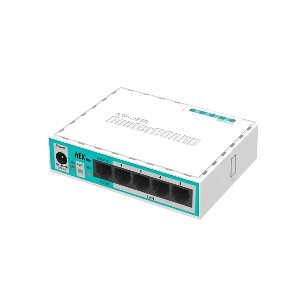 [RB750r2] Mikrotik RB750r2 hEX lite with 850MHz CPU, 64MB RAM, 5 LAN ports, RouterOS L4, plastic case, PSU