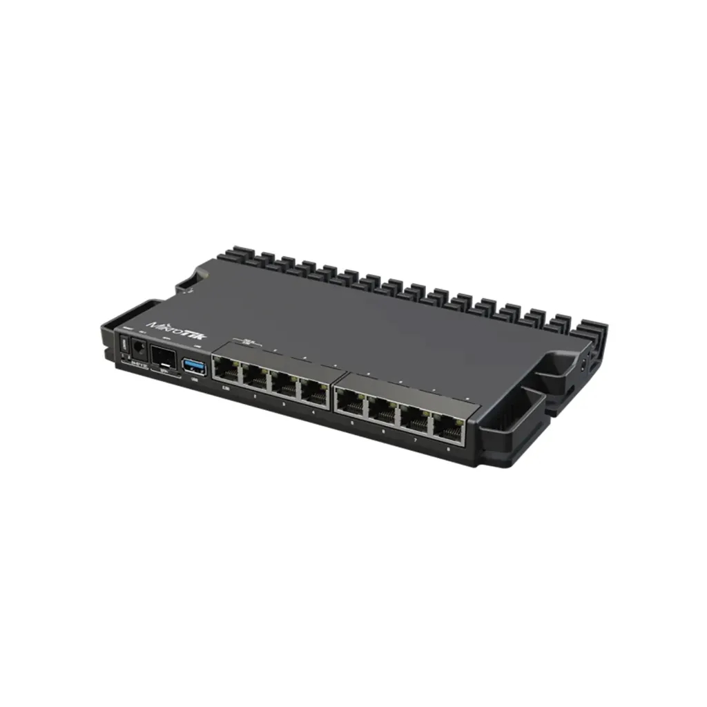 [RB5009UG+S+IN] Mikrotik RB5009UG+S+IN RouterBORD 5009UG+S+ with Marvell Armada ARMv8 CPU (4-cores, 1.4GHz per core), 1GB of DDR4 RAM, 1GB NAND storage, 1x 2.5Gbit LAN, 7x 1Gbit LAN, 1x SFP+ port, RouterOS L5, metal desktop case, PSU