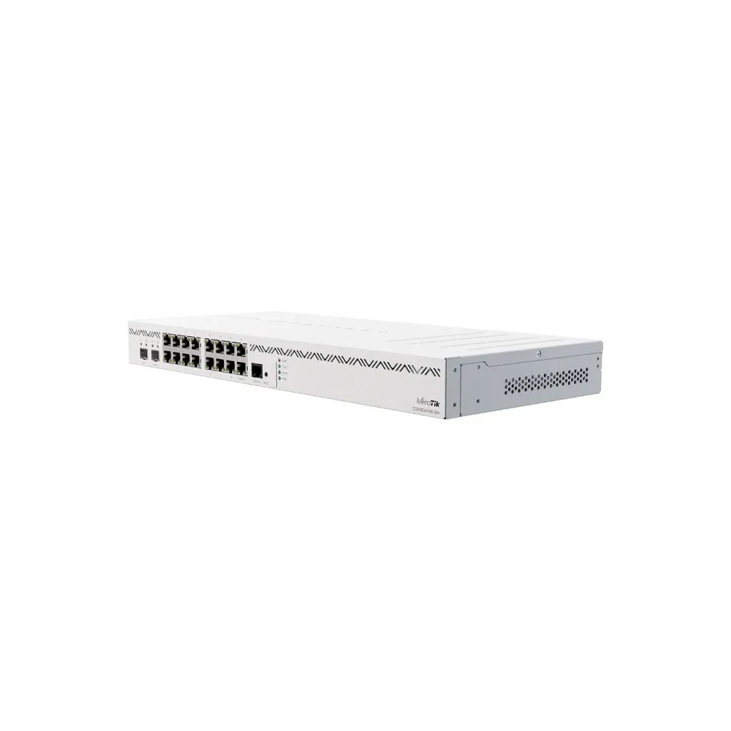 Mikrotik CCR2004-16G-2S+ Cloud Core Router 2004-16G-2S+ with Annapurna Labs Alpine v2 CPU with 4x ARMv8-A Cortex-A57 cores running at 1.7GHz, 4GB of DDR4 RAM, 128MB NAND storage, 16 x Gbit LAN, 2x SFP+ ports, 1U rackmount case, Dual PSU, RouterOS L6