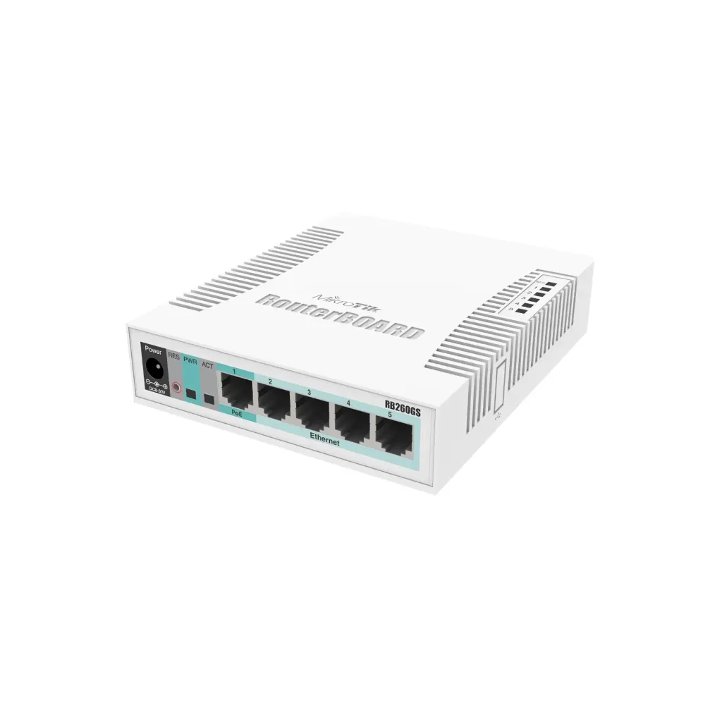 [CSS106-5G-1S] Mikrotik CSS106-5G-1S RB260GS with 5 Gigabit ports and SFP cage, SwOS, plastic case, PSU