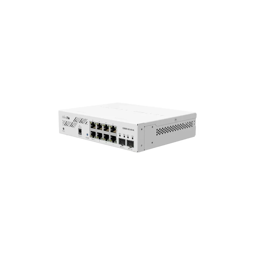 [CSS610-8G-2S+IN] Mikrotik CSS610-8G-2S+IN Cloud Smart Switch 610-8G-2S+IN with 8 x Gigabit ports, 2 x SFP+ cages, SwOS, desktop case, PSU