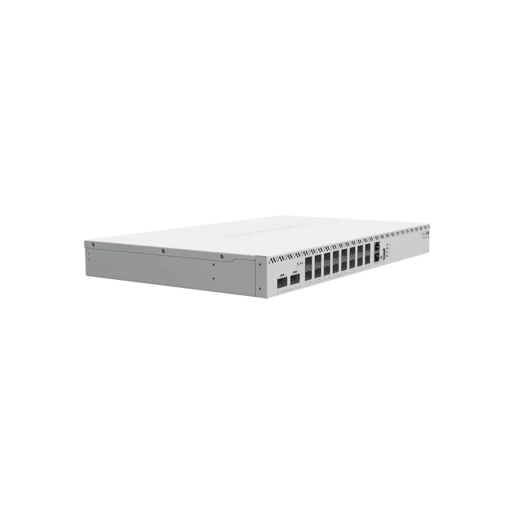 [CRS518-16XS-2XQ-RM] Mikrotik CRS518-16XS-2XQ-RM Cloud Router Switch 518-16XS-2XQ-RM with QCA9531 750 MHz CPU, 64 MB RAM, 98DX8525 switch chip, 2 x 100G QSFP28 ports, 16x 25G SFP28 ports, 1 x 100Mbit Eth port for management, USB type A, RouterOS L6, 1U rackmount enclosure, dual hot-swap PSU, 4 x hot-swap fans