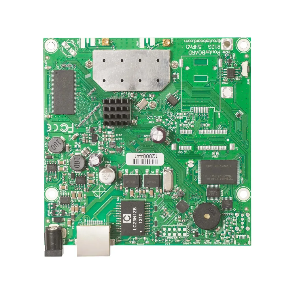 Mikrotik RB911G-5HPnD RouterBOARD 911G with 600Mhz Atheros CPU, 32MB RAM, 1xGigabit LAN, built-in 5Ghz 802.11a/n 2x2 two chain wireless, 2xMMCX connectors, RouterOS L3
