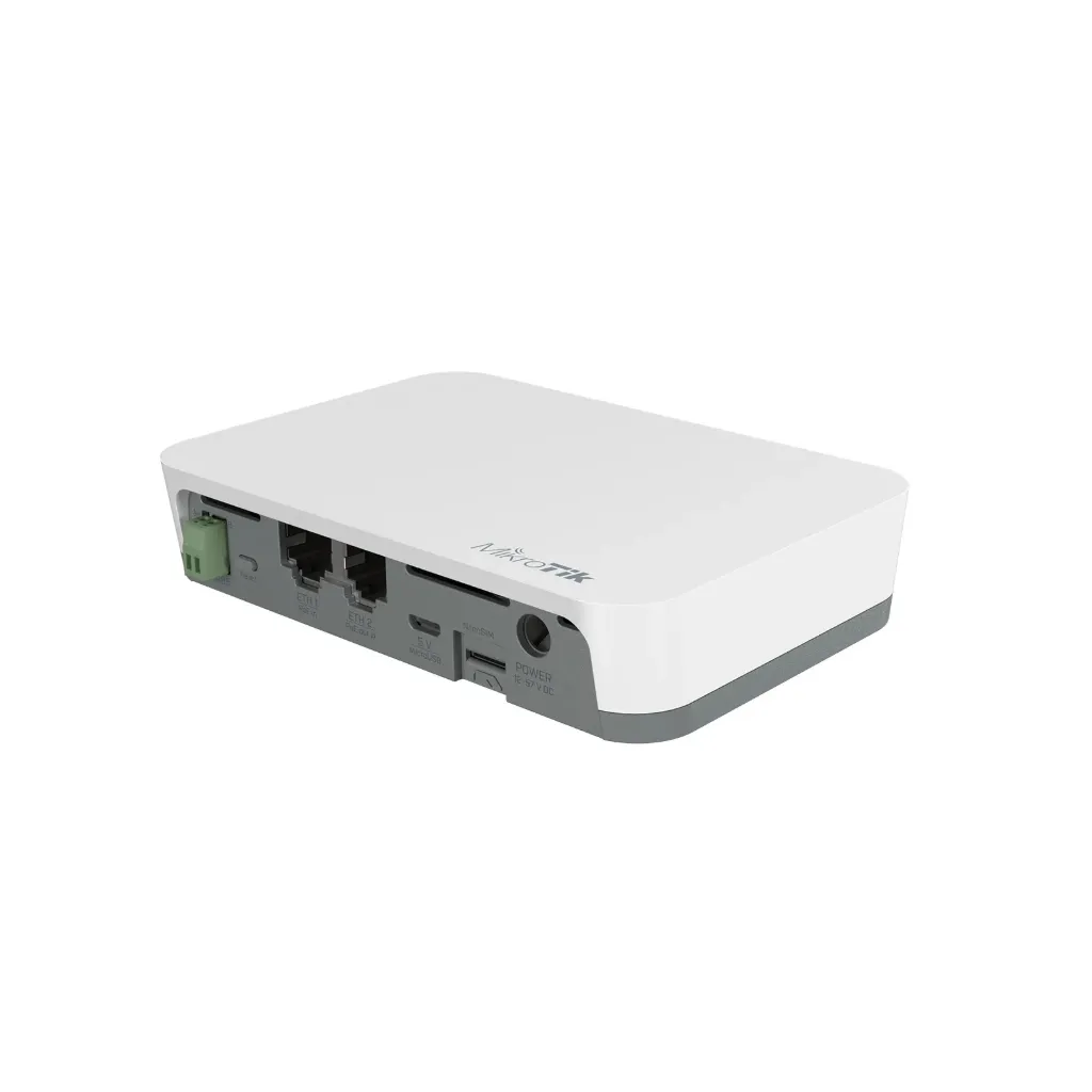 [RB924i-2nD-BT5&BG77] Mikrotik RB924i-2nD-BT5&BG77 KNOT -IoT Gateway with 650MHz CPU, 64MB RAM, 2 x 10/100Mbps Ethernet ports (PoE-in and PoE-out), built-in 2.4Ghz 802.11b/g/n Dual Chain wireless with integrated antenna, Bluetooth v5.2 with integrated antenna, built-in GPS, CAT-M and NarrowBand support, RS485/Modbus, GPIO, microUSB, RouterOS L4, indoor enclosure, PSU, DINrail mount