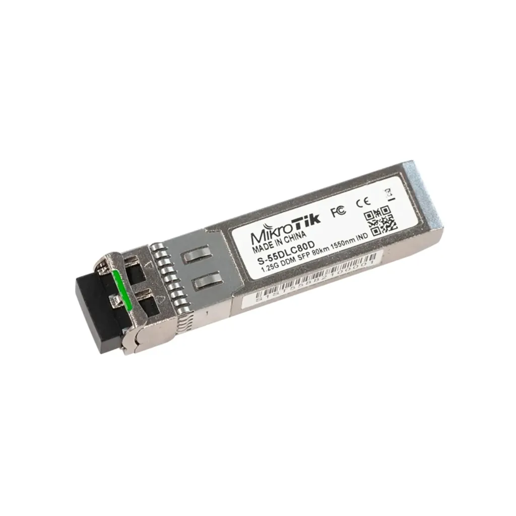 [S-55DLC80D] Mikrotik S-55DLC80D SFP module 1.25G SM 80km 1550nm Dual LC-connector DDM -40C +85C