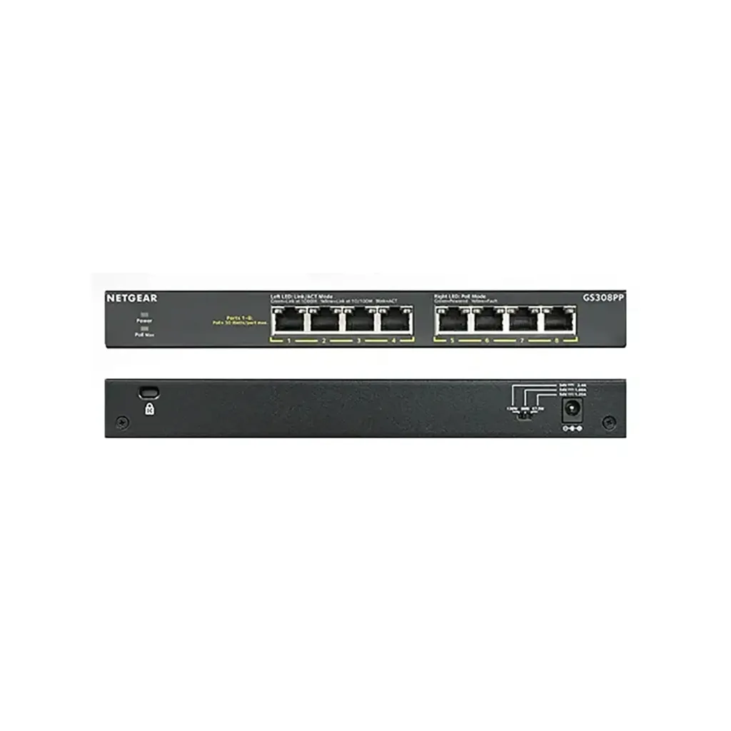 Netgear GS308PP-100EUS   8PT GE Unmg. Switch POE/POE+ (83W up to 123W w/separately purchased PSU)