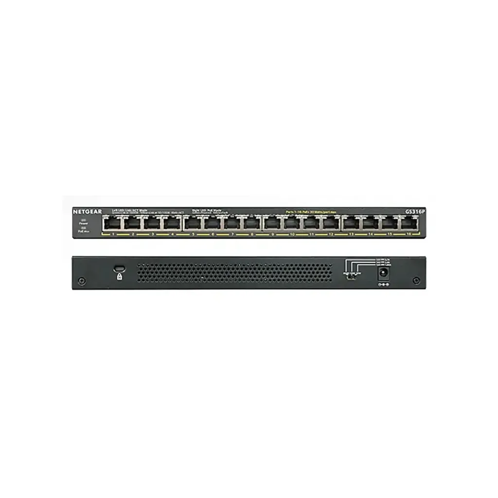 Netgear GS316P-100EUS   16PT GE POE/POE+ (115W) Unmg. Switch Desktop or wall-mountable